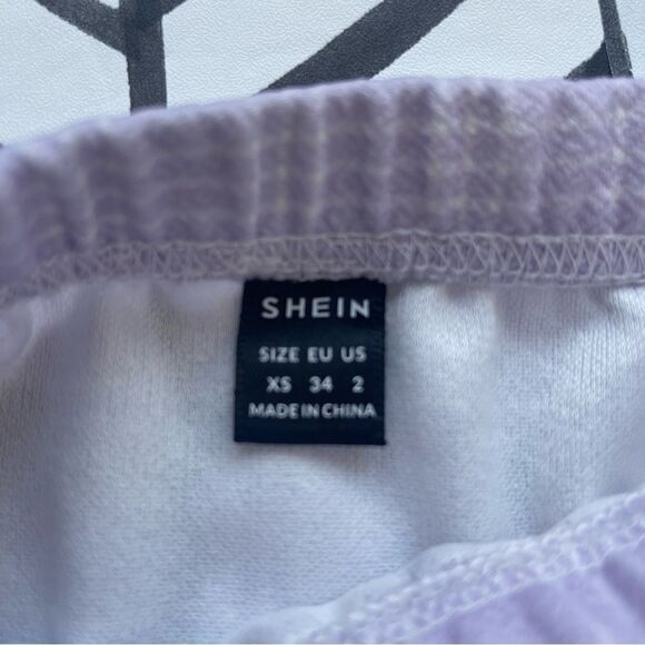SHEIN Size XS Plaid Striped Mini Skirt Purple and White - Picture 3 of 3